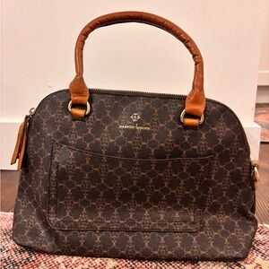 Nanette Lepore Brown Satchel with Monogram Pattern